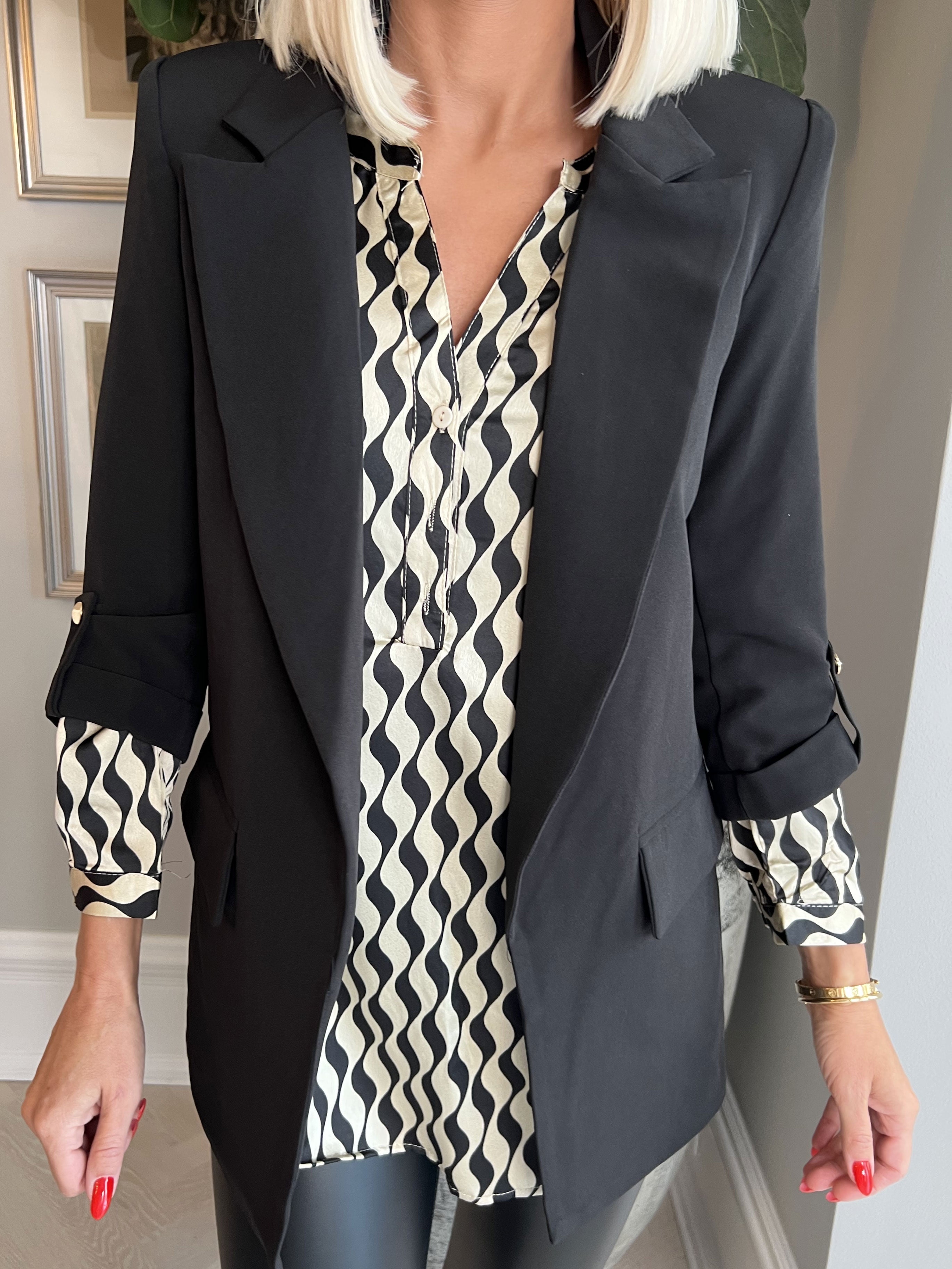 Mindy - Enfärgad blazer med 3/4 ärmar - Orange